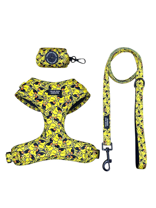 Rubber Duck Neoprene Dog Harness – Adjustable & Comfortable | Add Matching Leash & Poop Bag Set