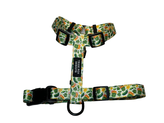 Pickle Nylon Dog Harness: Adjustable, matching leash and poop back available