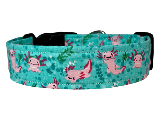 Axolotl dog collar, handmade side release dog collar