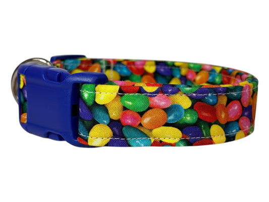 Jelly bean Easter Food Handmade dog collar, Handmade Pet Collar with Heavy-Duty Webbing & Stainless Steel Hardware