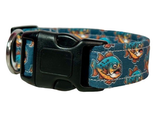 Piranha dog collar, handmade side release dog collar