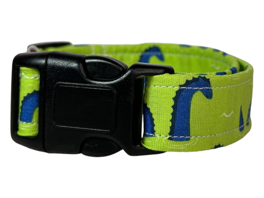 Nessie Dog collar, handmade side release dog collar, Mythical sea creature