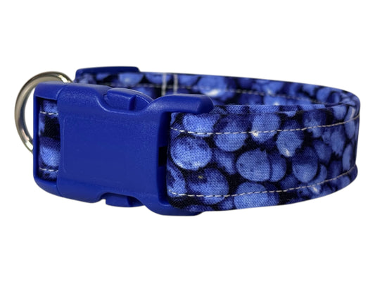 Blueberry Food Handmade dog collar, Handmade Pet Collar with Heavy-Duty Webbing & Stainless Steel Hardware