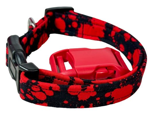 Halloween Blood Splatter dog collar, handmade side release adjustable dog collar