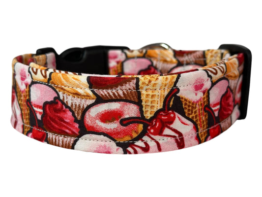 Ice cream, pies and donuts dog collar, food collar, handmade side release dog collar