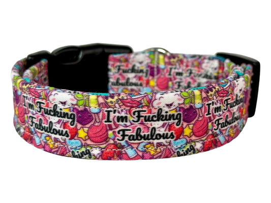 F*cking Fabulous Dog collar, Funny handmade side release dog collar