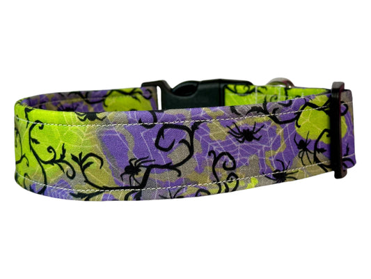 Halloween Spiderweb Dog collar, handmade side release dog collar