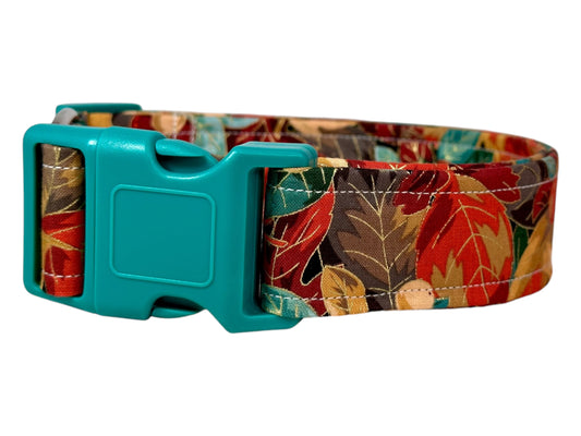 Fall Leaves Dog collar, handmade side release dog collar
