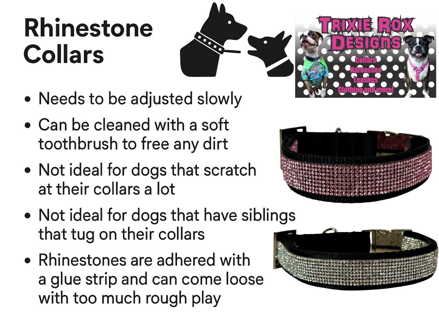 Rhinestone and Webbing Dog collar, Black with Cow Print Rhinestones and engrave-able silver hardware