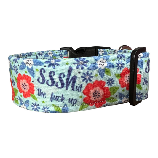 Funny dog collar, cuss word dog collar, wide dog collar, side release, adjustable dog collar, washable collar, fabric collar, shut the fuck