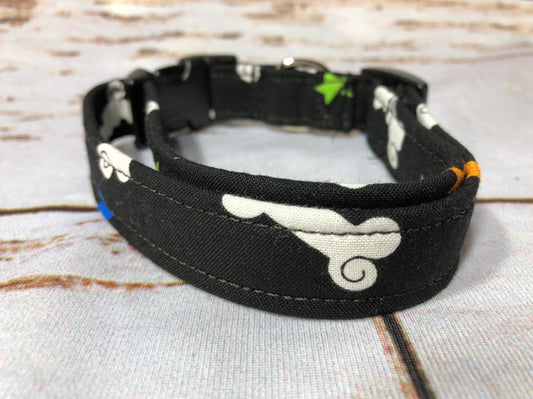 Dog Collar, boy dog collar, girl dog collar, martingale collar, adjustable collar, Buckle dog collar, bones, stars, black collar, adjustable