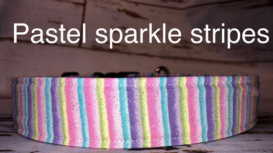 Pastel sparkle striped dog collar, girl dog collar, fabric dog collar, adjustable collar, side release collar, collar for dogs
