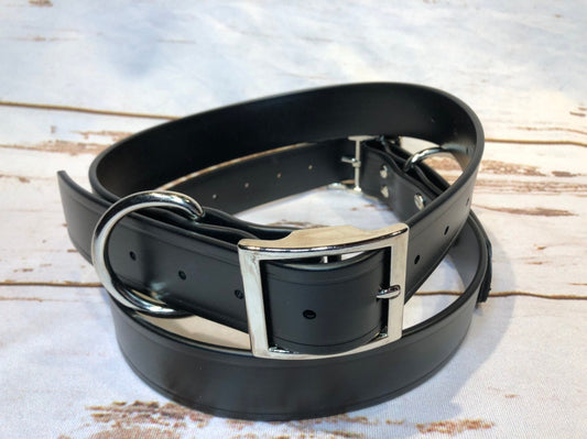Biothane dog collar, black dog collar, dog collar, buckle dog collar, waterproof collar, wide dog collar, vegan leather collar, black
