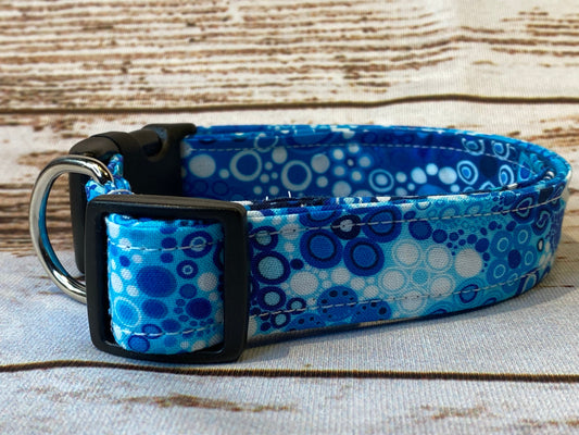 Dog Collar, dog collar girl, dog collar boy, bubble dog collar, adjustable collar, buckle dog collar, bubbles, basic blue, blue dog collar