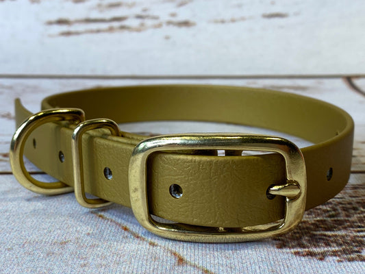 Biothane dog collar, gold dog collar, dog collar, buckle dog collar, waterproof collar, gold, gold biothane, vegan leather dog collar