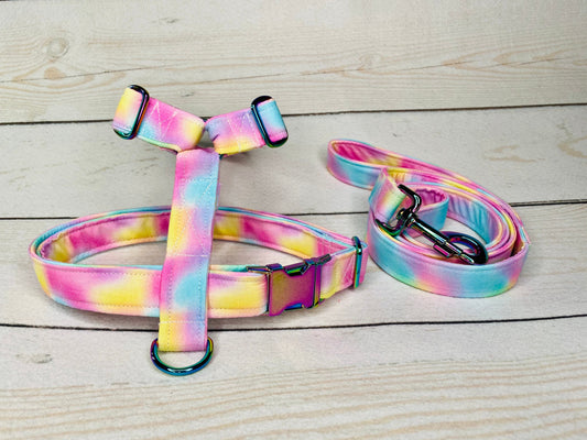 Dog harness, dog Harness and leash set. step in harness, standard harness, dog harness set, Neo chrome hardware, pastel dog harness, girl