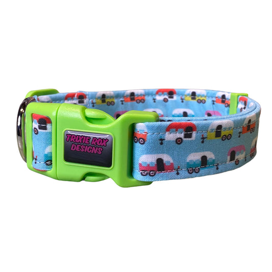 Camper dog collar, camping dog collar, happy camper, tiny camper, glamping, eco friendly collar, cat collar, dog collar, washable, campers