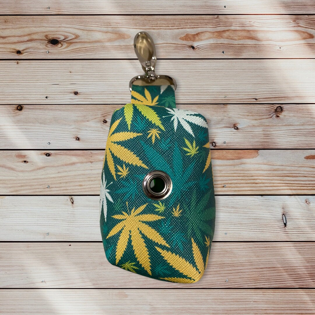 Weed Dog poop bag holder, 420, dog waste bag holder, faux leather dog poop bag dispenser, dog waste bag dispenser, vegan leather poop bag