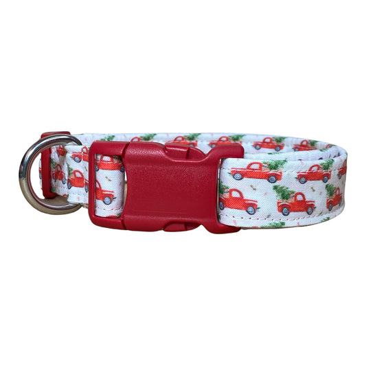 Red Christmas truck Dog Collar, adjustable dog collar, side release dog collar, holiday dog collar, Christmas dog collar, Christmas collar