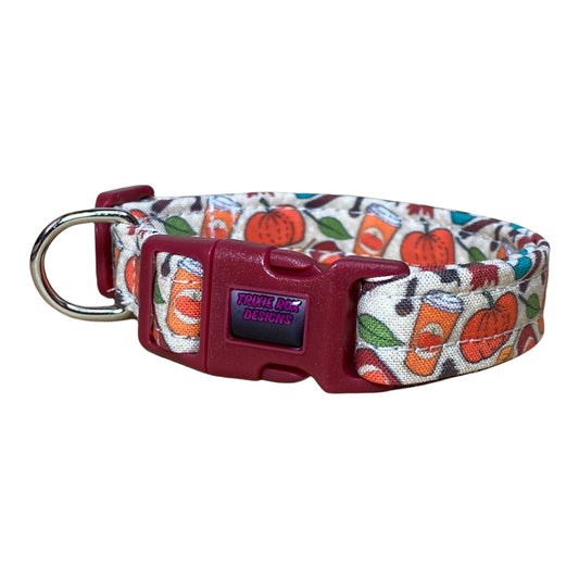 Pumpkin spice latte dog collar, dog collar, fall dog collar, pumpkin dog collar, adjustable, washable, eco friendly collar, PSL, fabric