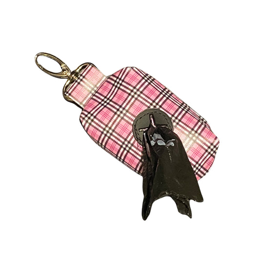 Pink Tartan Dog poop bag holder, dog waste bag holder, faux leather poop bag dispenser, dog waste bag dispenser, vegan leather poop bag