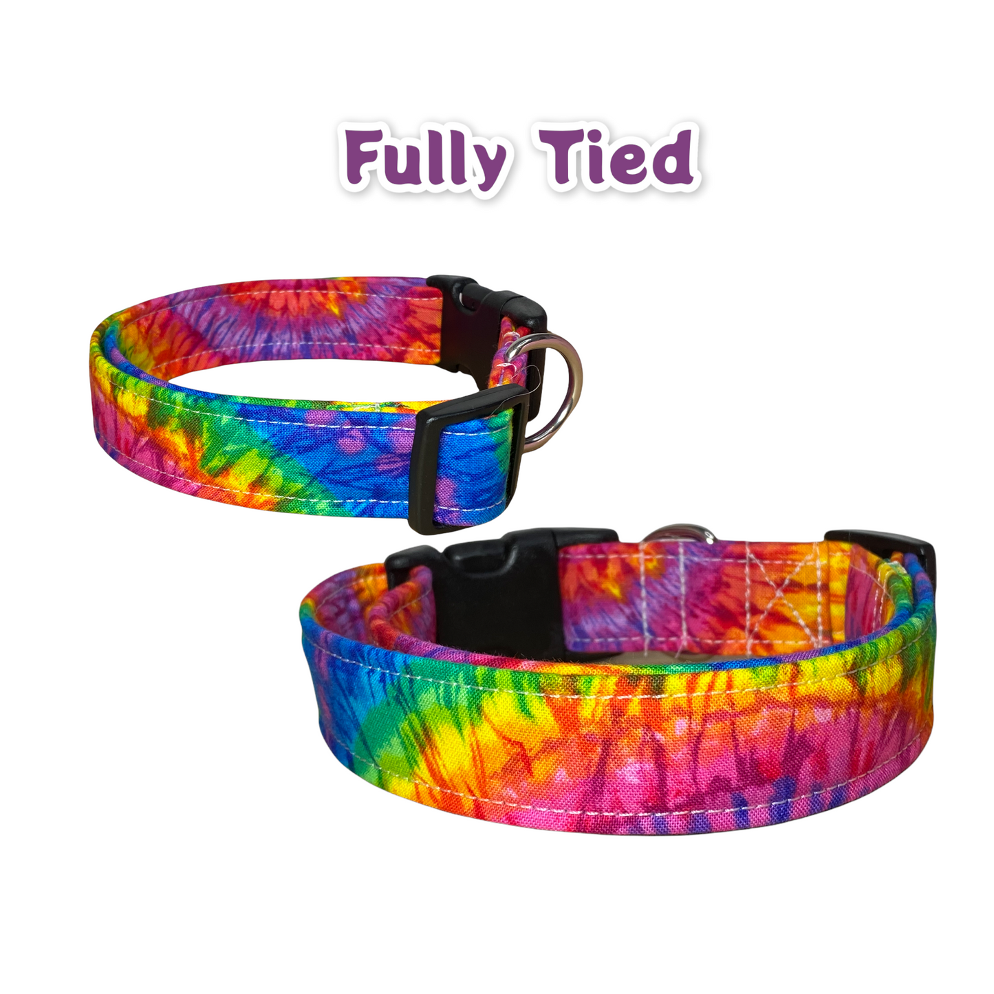 Tie Dye Handmade Dog Collar – Tie Dye Handmade Pet Collar with Heavy-Duty Webbing & Stainless Steel Hardware