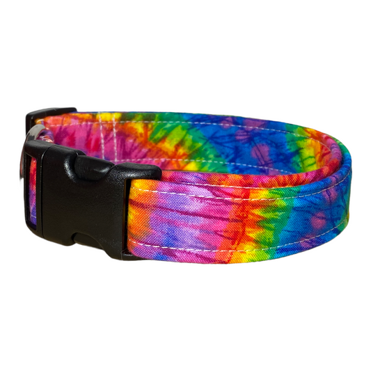 Tie Dye Handmade Dog Collar – Tie Dye Handmade Pet Collar with Heavy-Duty Webbing & Stainless Steel Hardware
