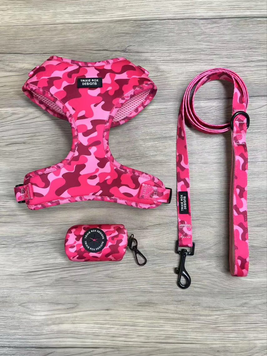 Soft Neoprene dog harness: Harness only and Harness and Leash set option - 9 print options available