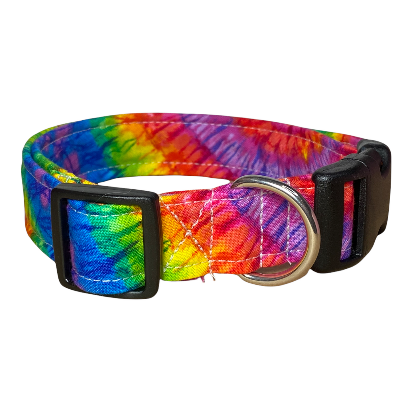 Tie Dye Handmade Dog Collar – Tie Dye Handmade Pet Collar with Heavy-Duty Webbing & Stainless Steel Hardware