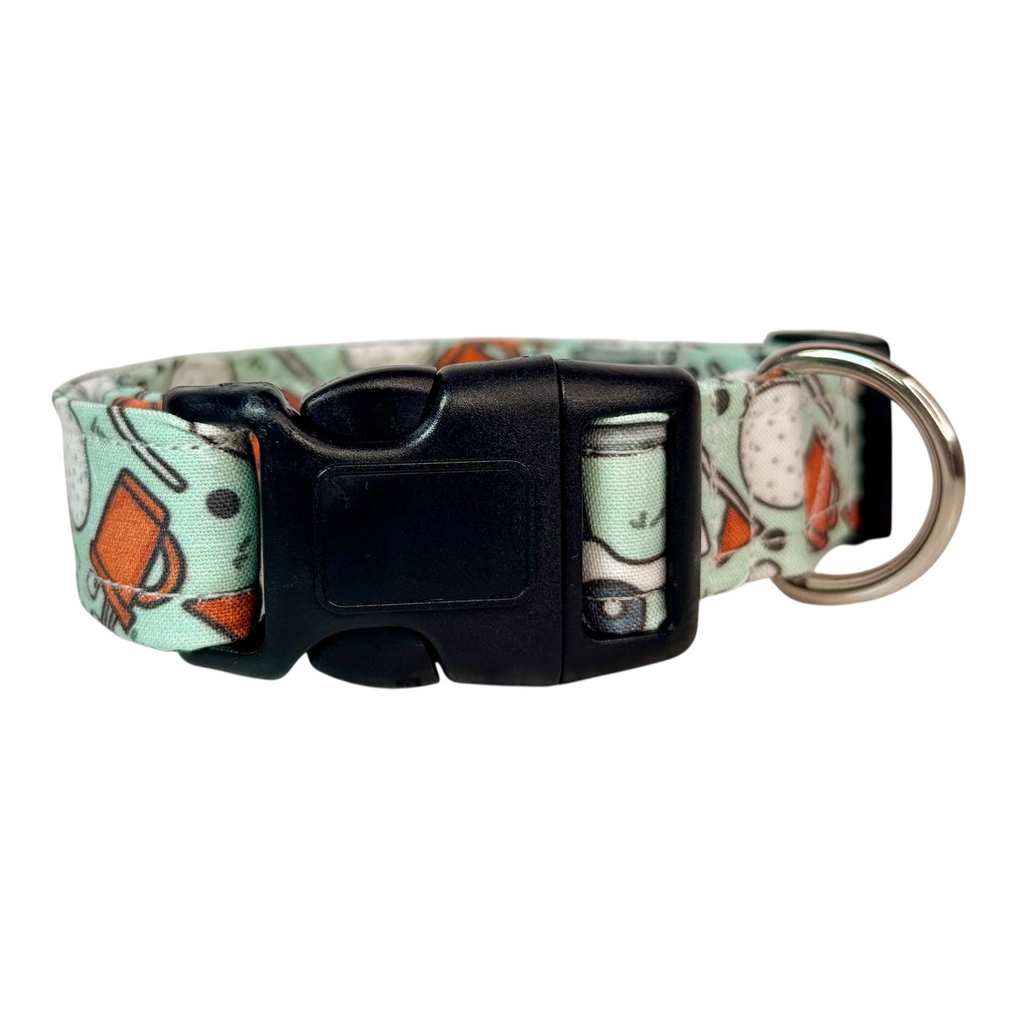 Golf Handmade funny dog collar: Adjustable side release, washable cotton fabric, webbing core, customizable hardware