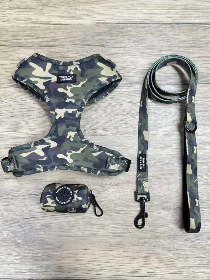 Soft Neoprene dog harness: Harness only and Harness and Leash set option - 9 print options available