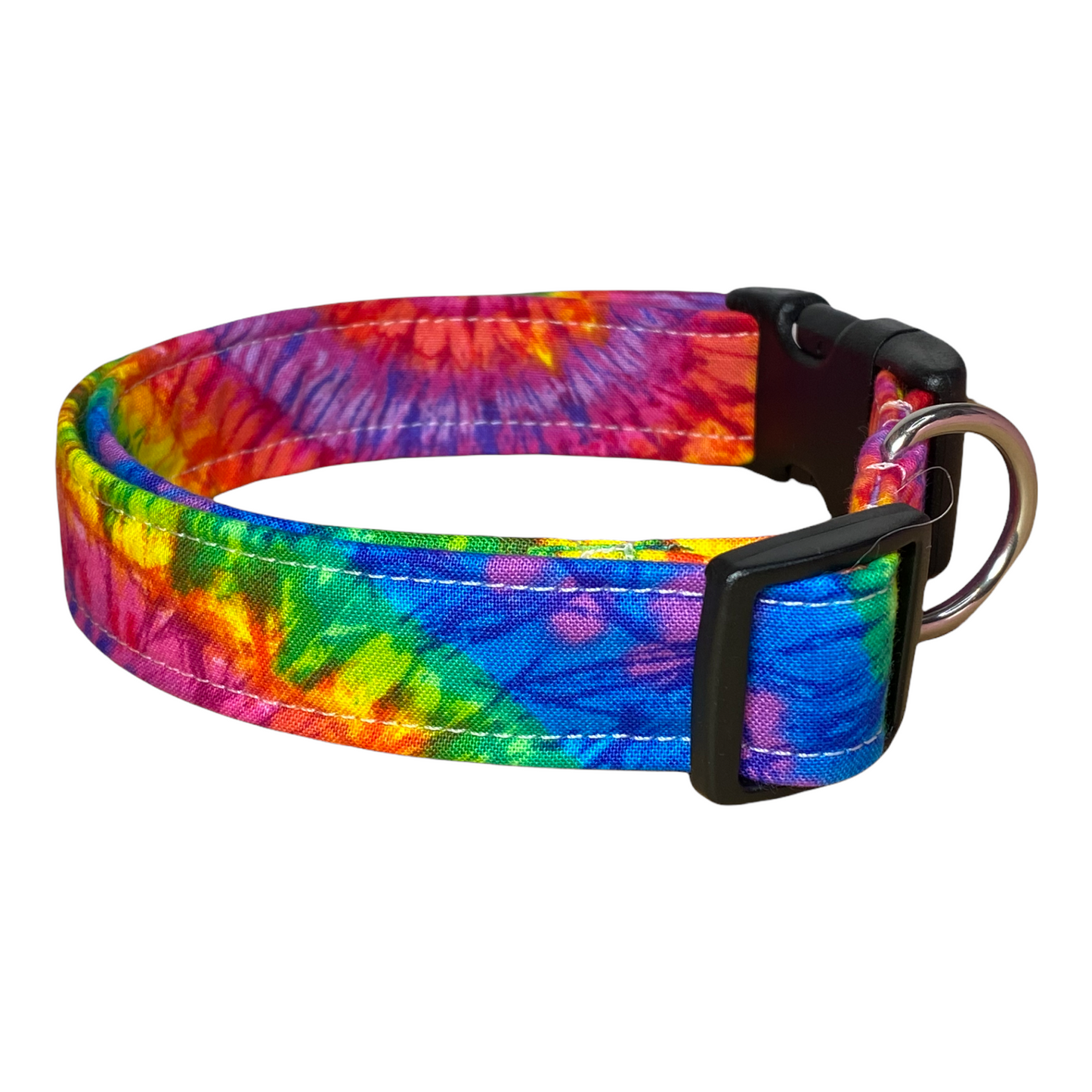 Tie Dye Handmade Dog Collar – Tie Dye Handmade Pet Collar with Heavy-Duty Webbing & Stainless Steel Hardware