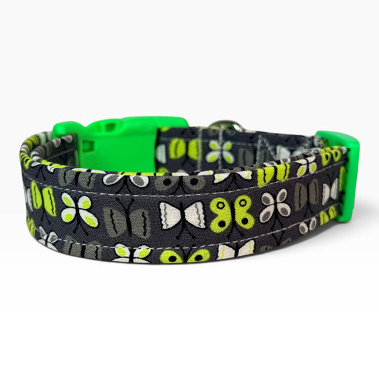 Butterfly Handmade dog collar,  Handmade Pet Collar with Heavy-Duty Webbing & Stainless Steel Hardware
