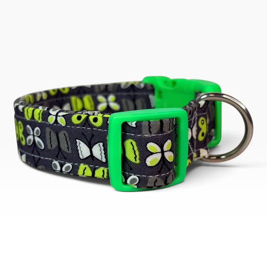 Butterfly Handmade dog collar,  Handmade Pet Collar with Heavy-Duty Webbing & Stainless Steel Hardware