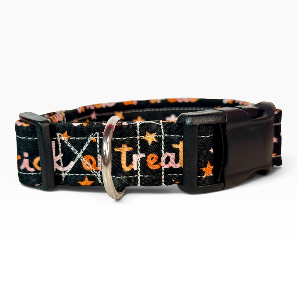 Halloween trick or treat Handmade dog collar, Handmade Pet Collar with Heavy-Duty Webbing & Stainless Steel Hardware