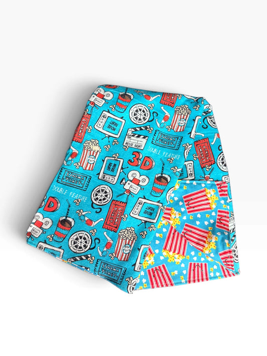 Movie night and popcorn flannel pet blanket