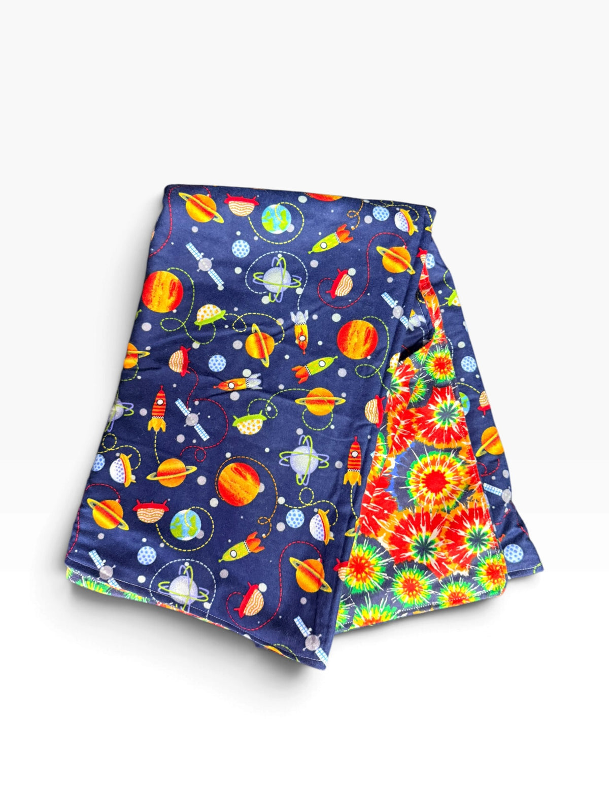 Space and tie dye flannel pet blanket