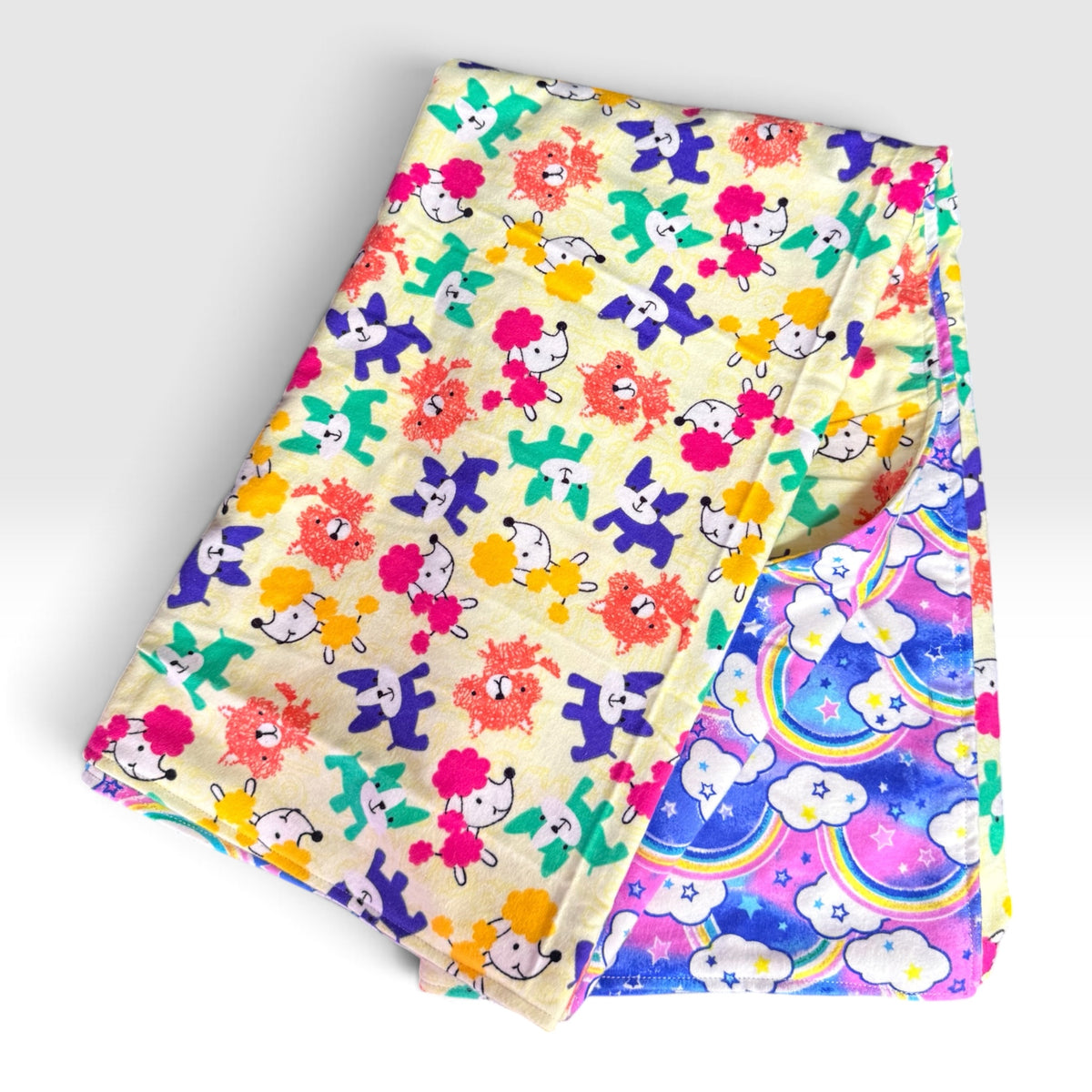 Dogs and rainbows flannel pet blanket