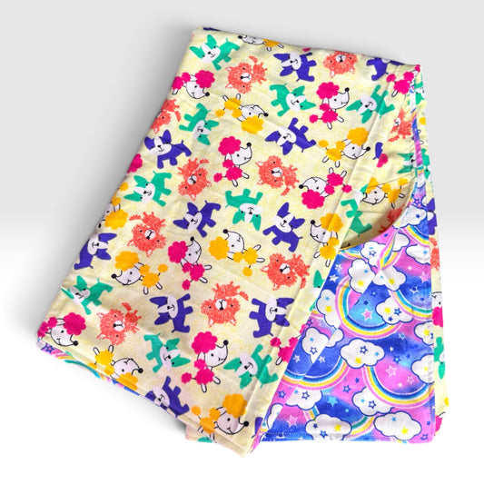 Dogs and rainbows flannel pet blanket