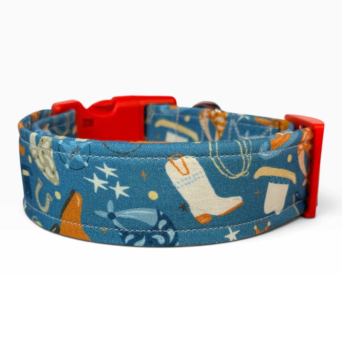 Cowboy Western Handmade dog collar, Handmade Pet Collar with Heavy-Duty Webbing & Stainless Steel Hardware