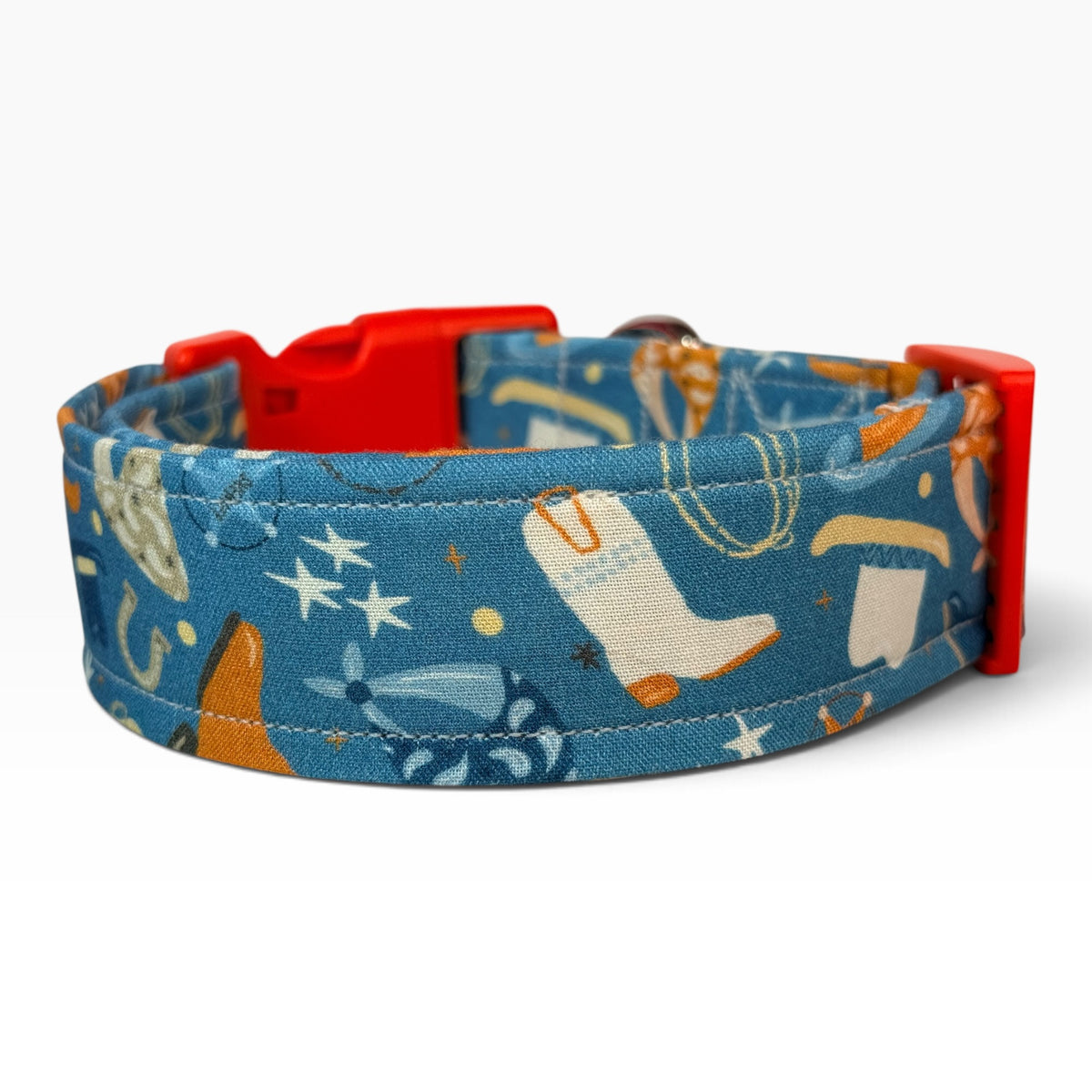 Cowboy Western Handmade dog collar, Handmade Pet Collar with Heavy-Duty Webbing & Stainless Steel Hardware