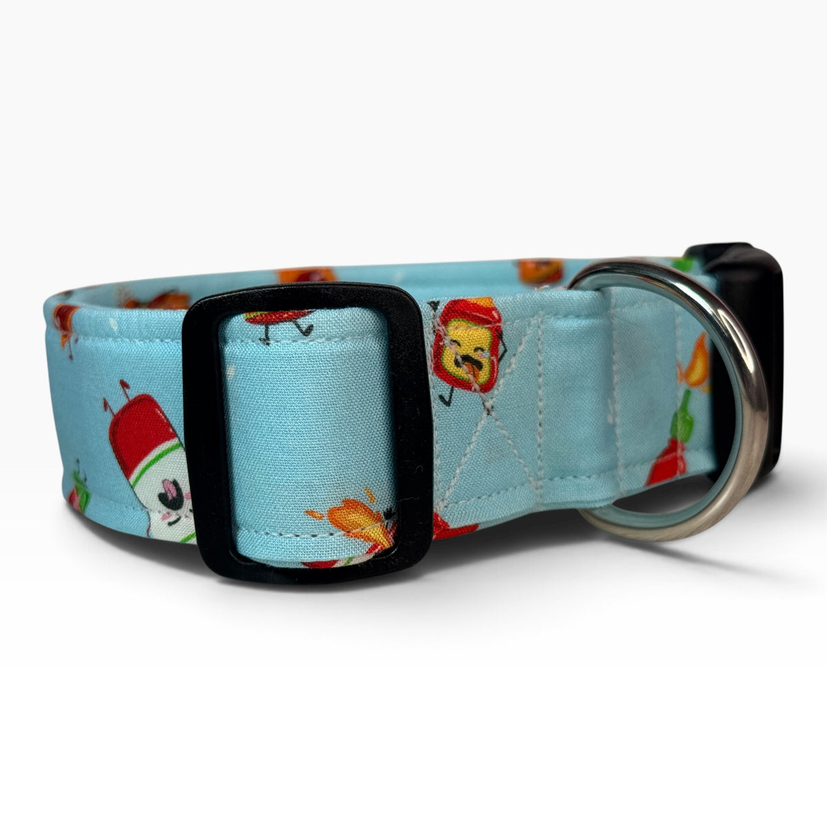 Spicy Sauces Handmade dog collar, Handmade Pet Collar with Heavy-Duty Webbing & Stainless Steel Hardware