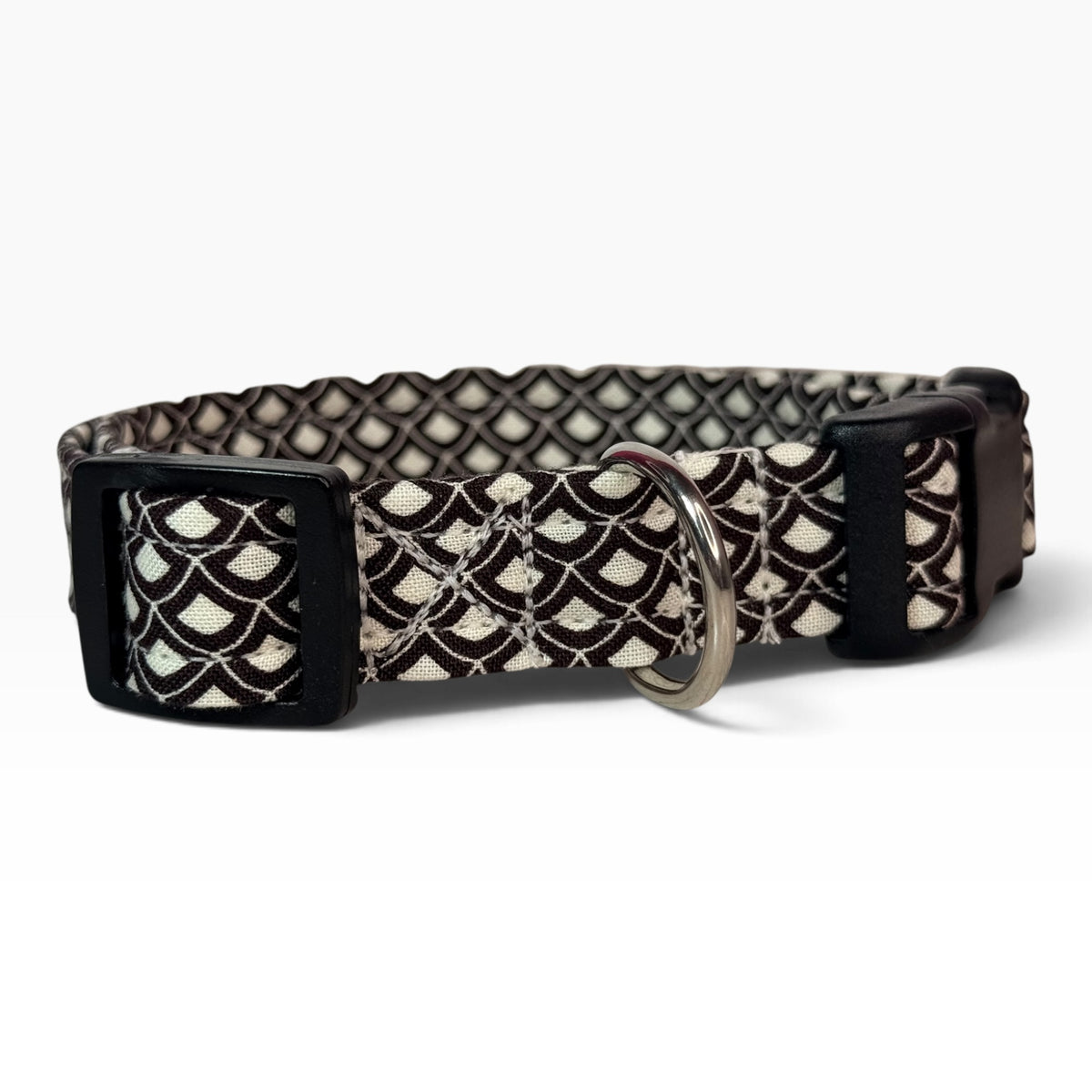 Scallop Handmade dog collar,  Handmade Pet Collar with Heavy-Duty Webbing & Stainless Steel Hardware