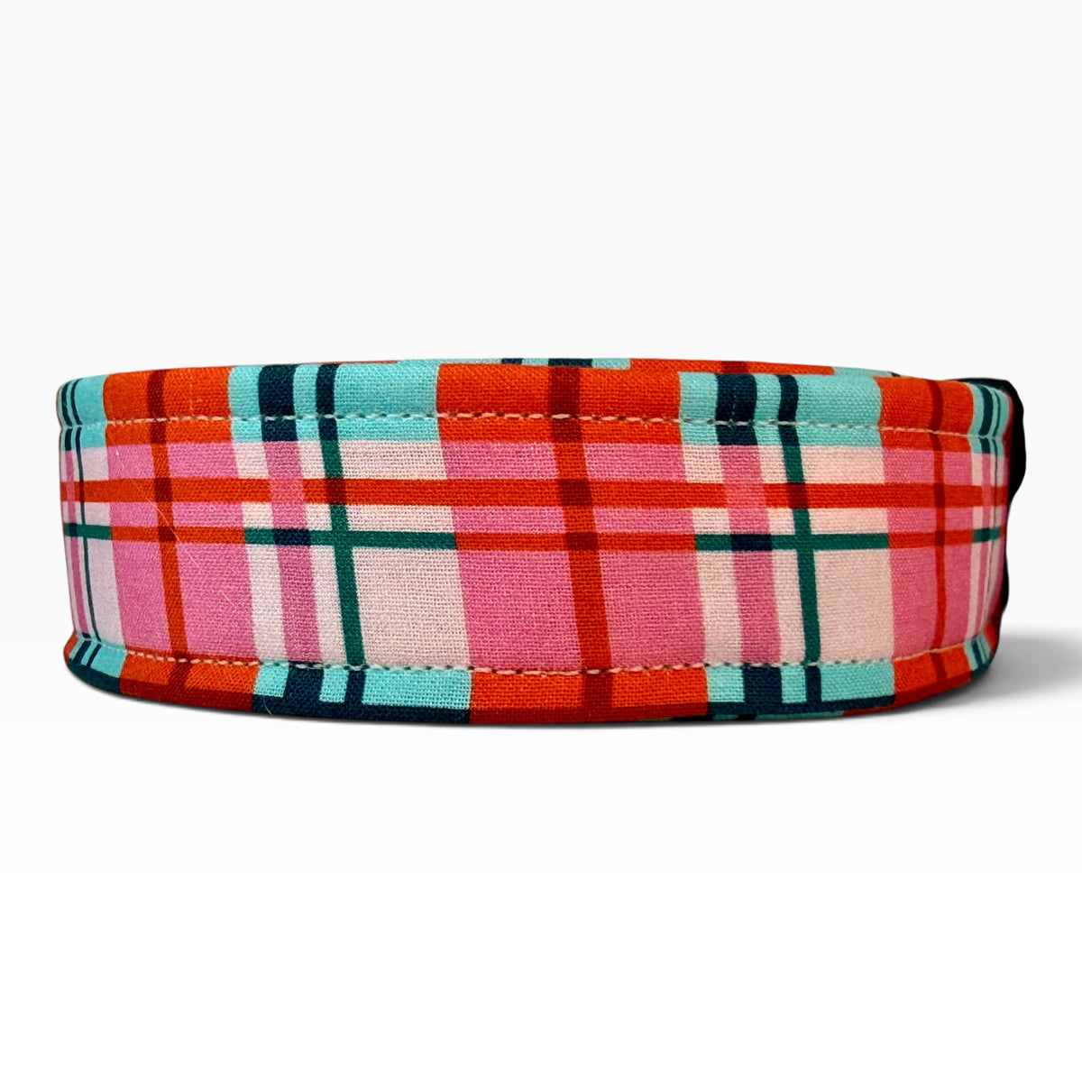 Christmas Present Plaid Handmade dog collar,  Handmade Pet Collar with Heavy-Duty Webbing & Stainless Steel Hardware