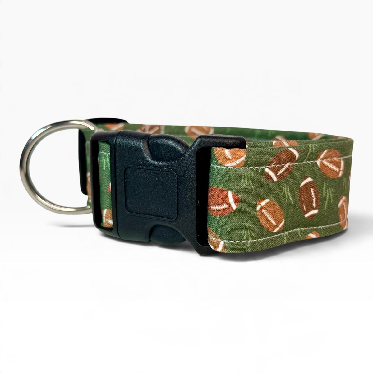 Football Handmade dog collar,  Handmade Pet Collar with Heavy-Duty Webbing & Stainless Steel Hardware