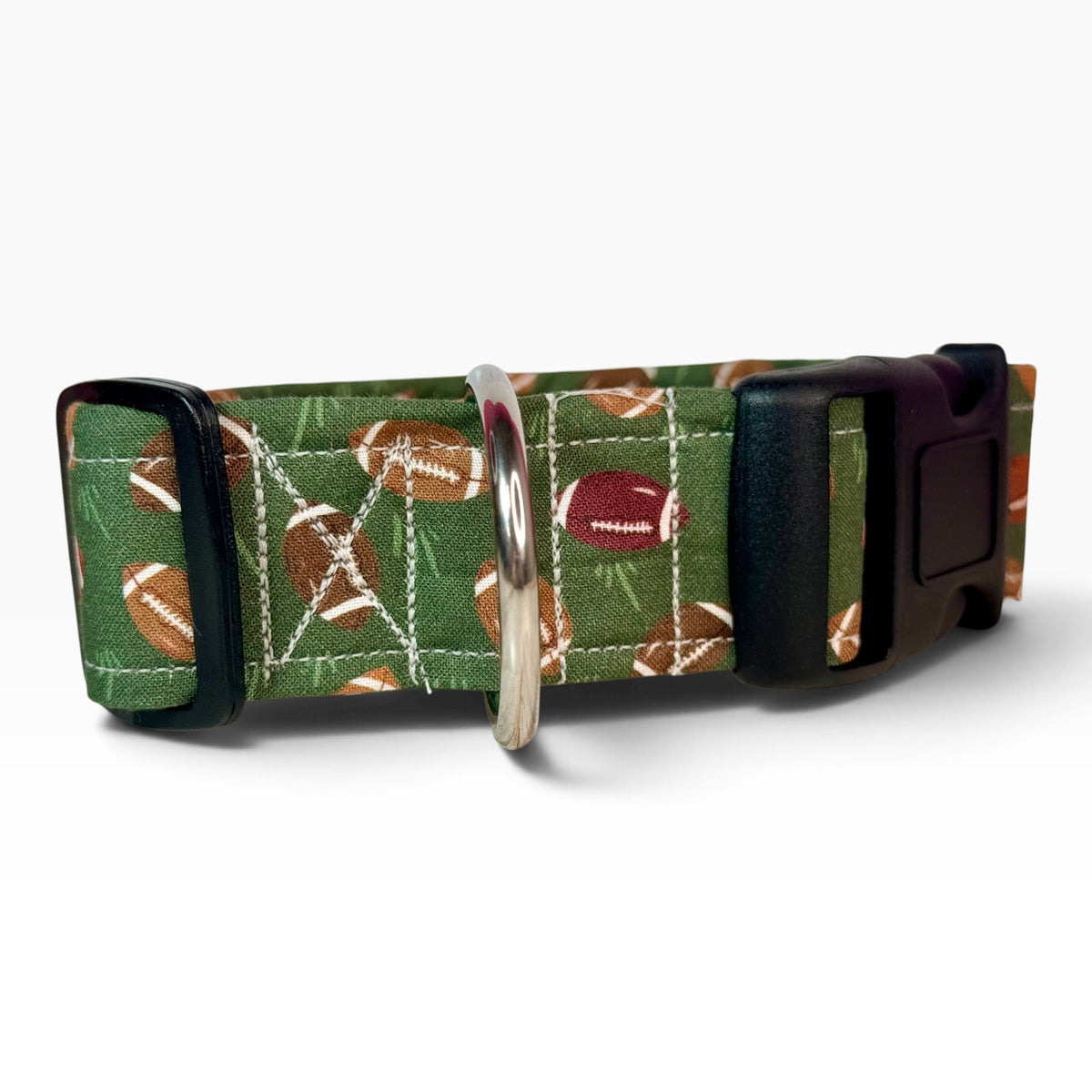 Football Handmade dog collar,  Handmade Pet Collar with Heavy-Duty Webbing & Stainless Steel Hardware