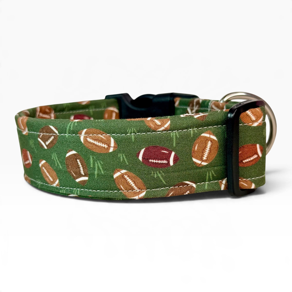 Football Handmade dog collar,  Handmade Pet Collar with Heavy-Duty Webbing & Stainless Steel Hardware