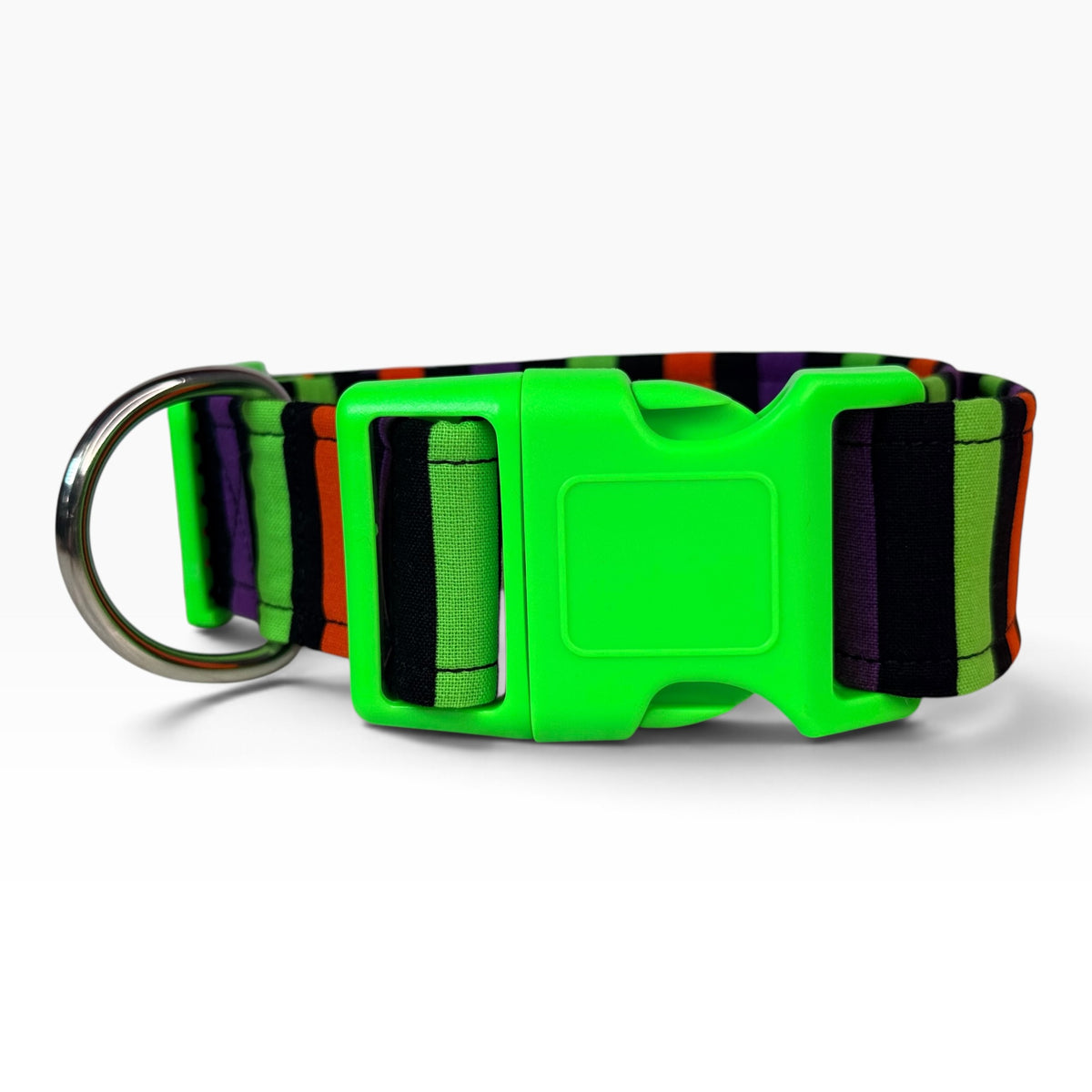 Halloween Striped Handmade dog collar, Handmade Pet Collar with Heavy-Duty Webbing & Stainless Steel Hardware