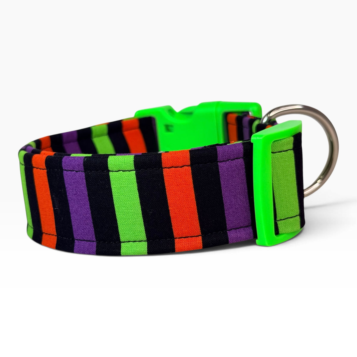 Halloween Striped Handmade dog collar, Handmade Pet Collar with Heavy-Duty Webbing & Stainless Steel Hardware