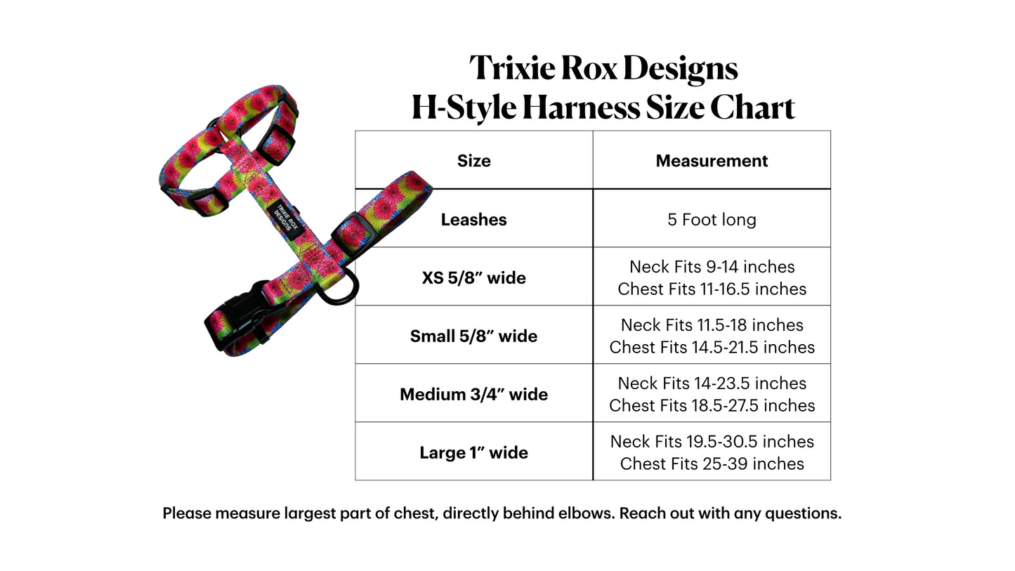 Pickle Nylon Dog Harness: Adjustable, matching leash and poop back available